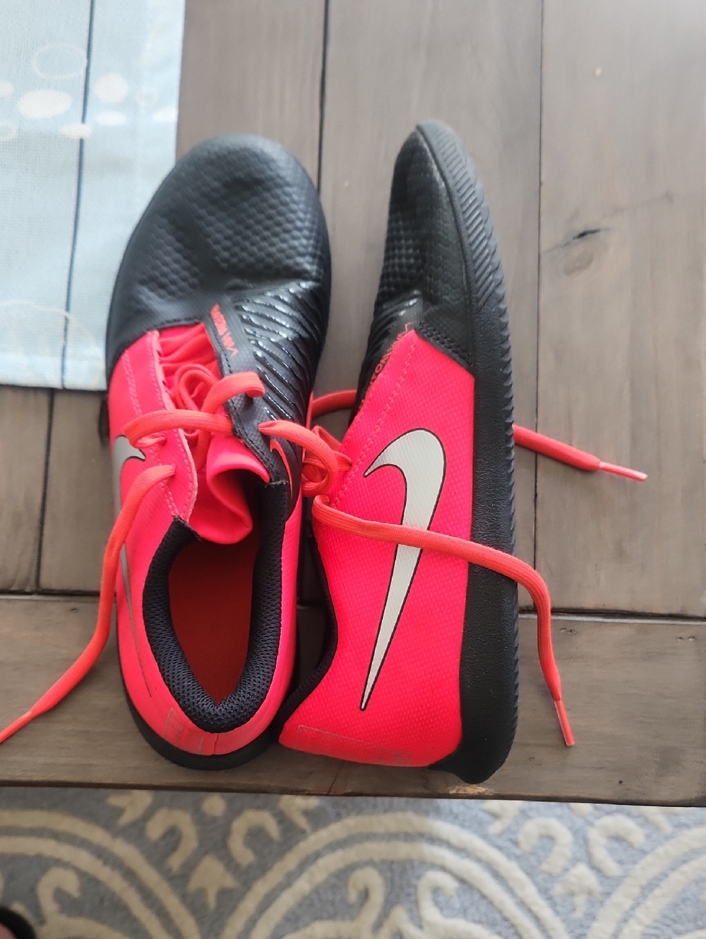 Nike Kids Black and Hot Pink Soccer Sneakers